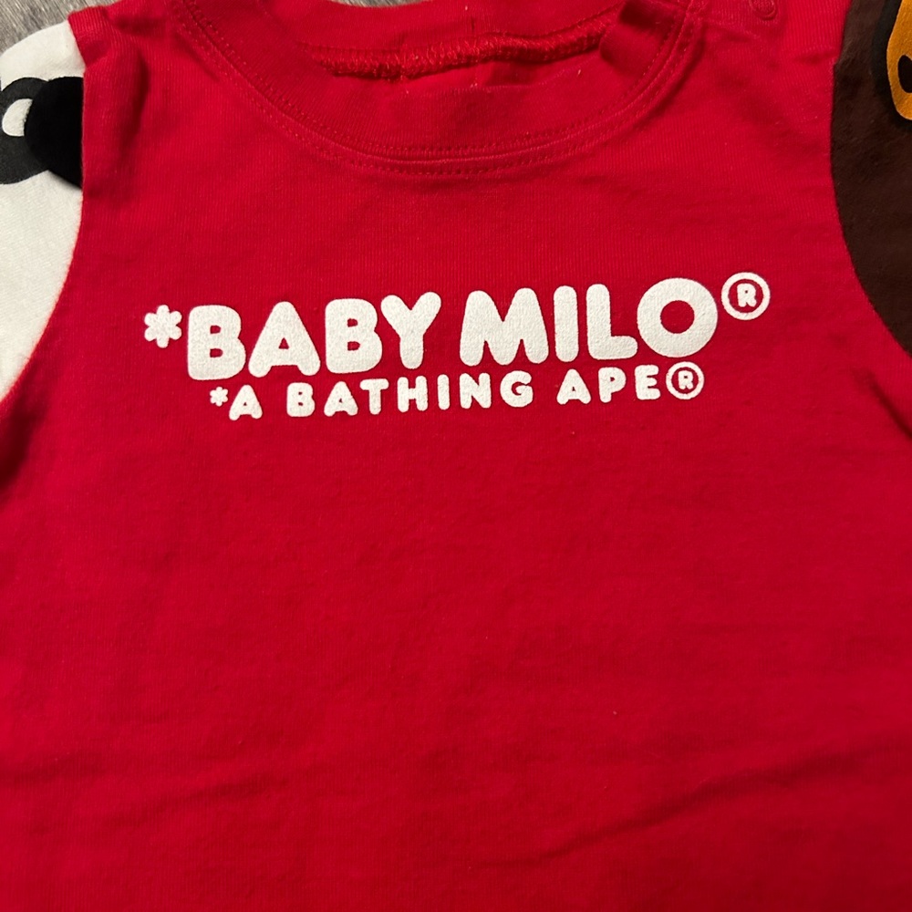 SOLD Bape Kids Baby Milo Red 6 Month Jumper - Picture 3 of 9